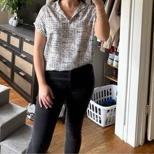 SHEIN Black and White Women's Blouse